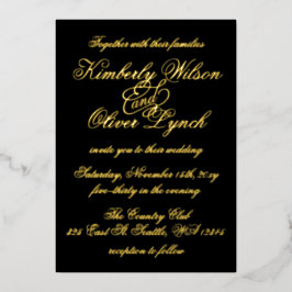 Invitación Con Relieve Metalizado Elegante caligrafía manuscrita Relieve metalizado