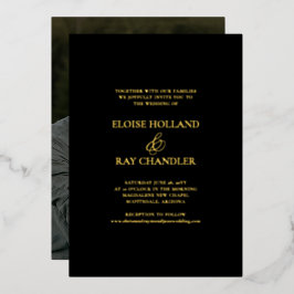 Invitación Con Relieve Metalizado Elegante caligrafía Minimalista Boda de fotografía