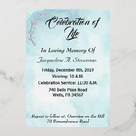 Invitación Con Relieve Metalizado Elegante Celebración de la Vida en Oro