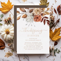 Elegante cena de Acción de Gracias floral de otoño