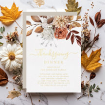 Elegante Cena de Acción de Gracias Floral de Otoño