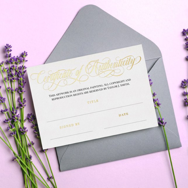 Invitación Con Relieve Metalizado Elegante certificado de autenticidad de dorados Sw (Subido por el creador)