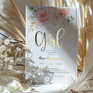 Invitación Con Relieve Metalizado Elegante Chica de Relieve metalizado dorado floral