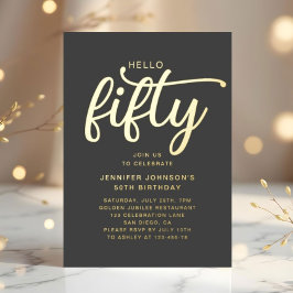 Invitación Con Relieve Metalizado Elegante cincuenta y fabuloso cumpleaños 50