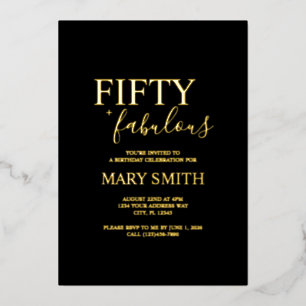 Invitación Con Relieve Metalizado Elegante cincuenta y fabuloso cumpleaños 50