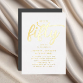 Invitación Con Relieve Metalizado Elegante cincuenta y fabuloso cumpleaños 50 oro