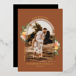Invitación Con Relieve Metalizado Elegante Citrus Orchard   Boho salva la foto de la