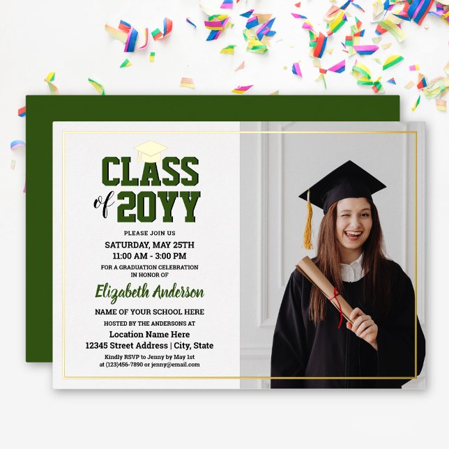 Invitación Con Relieve Metalizado Elegante Clase de Graduación de Foto Graduada 2024 (Subido por el creador)