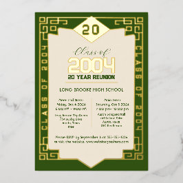 Invitación Con Relieve Metalizado Elegante Clase de Reunión Escolar de 20 años de 20