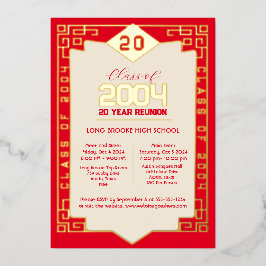 Invitación Con Relieve Metalizado Elegante Clase de Reunión Escolar de 20 años de 20