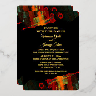 Invitación Con Relieve Metalizado Elegante Clásico Moderno Tendencia Patrón #903 Bod