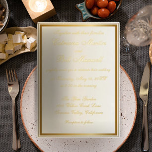 Invitación Con Relieve Metalizado Elegante clásico Relieve metalizado dorado Invitac