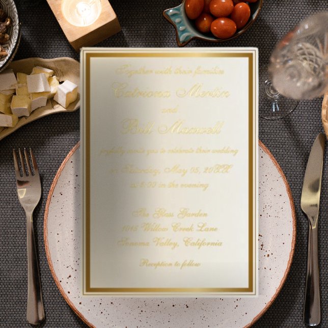 Invitación Con Relieve Metalizado Elegante clásico Relieve metalizado dorado Invitac (Subido por el creador)