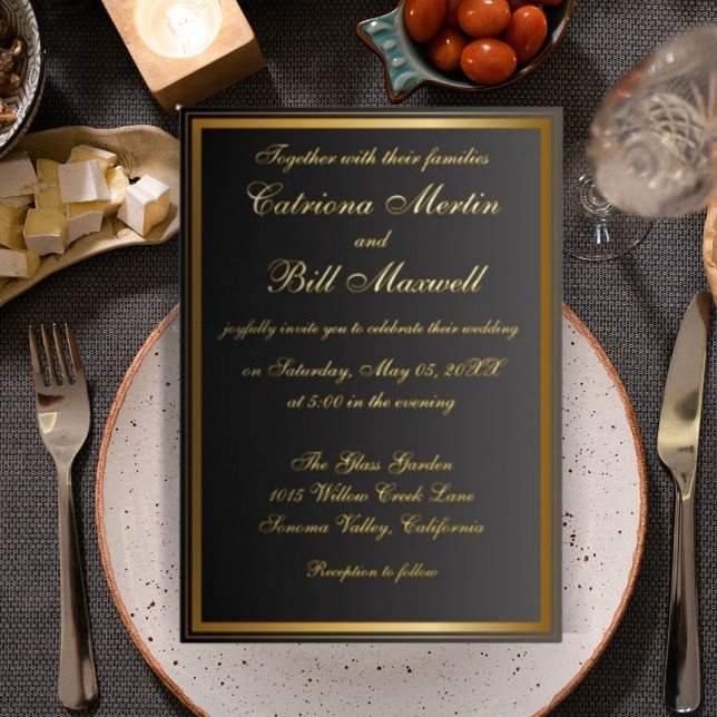 Invitación Con Relieve Metalizado Elegante clásico Relieve metalizado dorado Invitac (Subido por el creador)