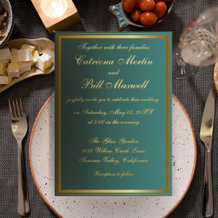 Invitación Con Relieve Metalizado Elegante clásico Relieve metalizado dorado Invitac
