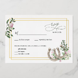Invitación Con Relieve Metalizado Elegante Clover Horseshoes Boda Botánica RSVP