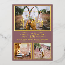 Elegante Colage de Fotos con HOJA DE ORO Rosa Polv