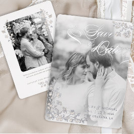 Invitación Con Relieve Metalizado Elegante cosecha floral beige salva la fecha