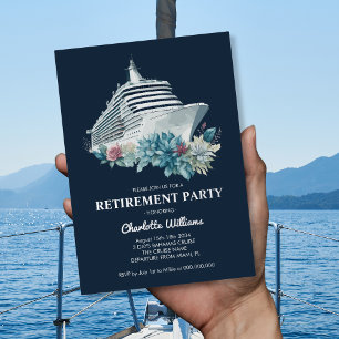 Invitación Con Relieve Metalizado Elegante crucero de fiesta de jubilación en barco 