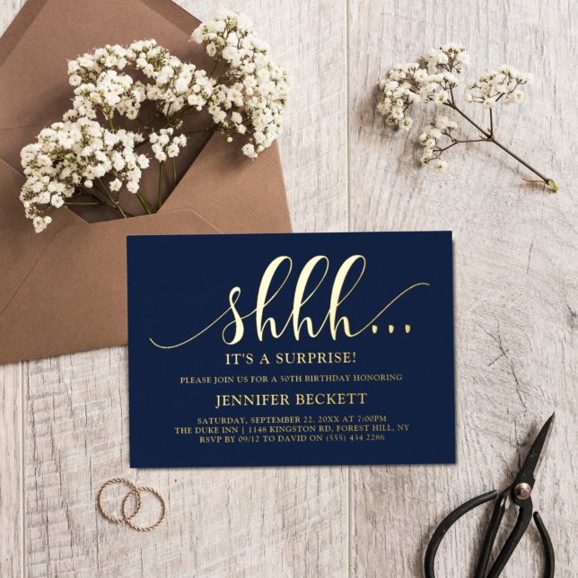 Invitación Con Relieve Metalizado Elegante Cualquier Edad Sorpresa Fiesta de Cumplea (Subido por el creador)