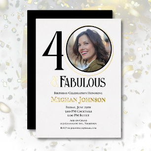 Invitación Con Relieve Metalizado Elegante Cuarenta y Cumpleaños Fabuloso Foto