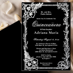 Invitación Con Relieve Metalizado Elegante Cumpleaños 15 Quinceañera Plata