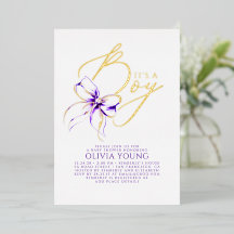 Elegante Cumpleaños de Niño con Lazo Morado Modern