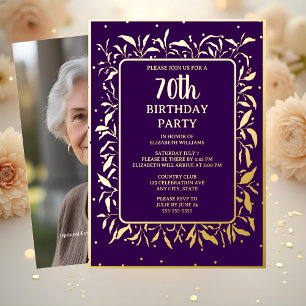 Invitación Con Relieve Metalizado Elegante Cumpleaños Personalizado de 70 años en Pú