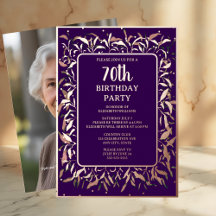 Elegante Cumpleaños Personalizado Real Púrpura 70