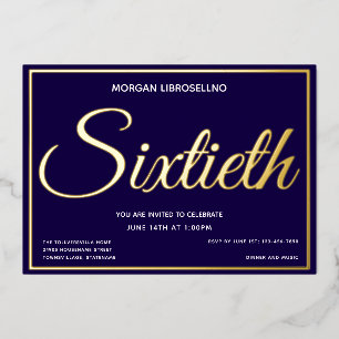 Invitación Con Relieve Metalizado Elegante Cumpleaños Sesenta 60 Formal en Oro