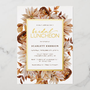 Invitación Con Relieve Metalizado Elegante Despedida de Soltera Otoñal