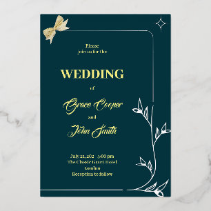 INVITACIÓN CON RELIEVE METALIZADO ELEGANTE DISEÑO CON FONDO AZUL OSCURO