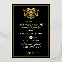 Elegante dorado y dulce de máscaras negras 16 Fies