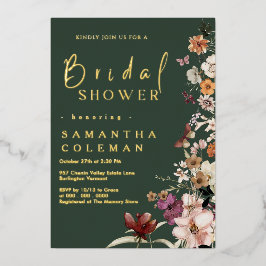 Invitación Con Relieve Metalizado Elegante Ducha Bridal Boho Green Green