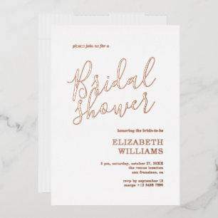 Invitación Con Relieve Metalizado Elegante ducha de novia boho minimalista de oro ro