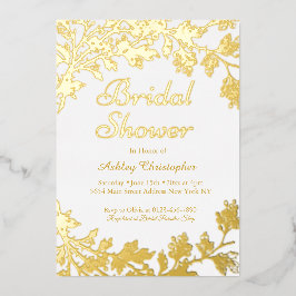 Invitación Con Relieve Metalizado Elegante ducha de novias doradas