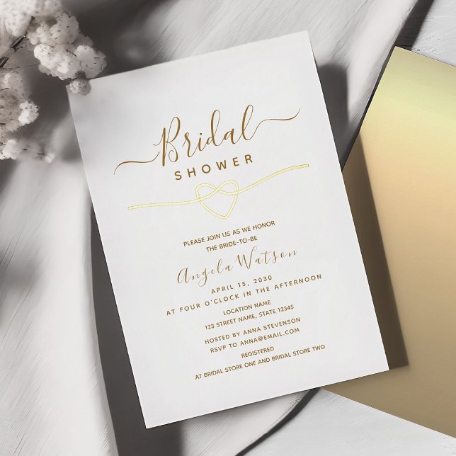 Invitación Con Relieve Metalizado Elegante ducha de novias doradas (Subido por el creador)