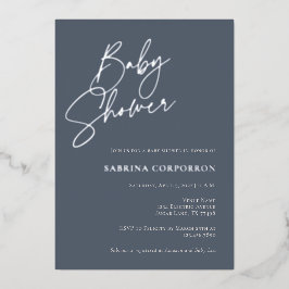 Invitación Con Relieve Metalizado Elegante ducha neutra de género Relieve metalizado