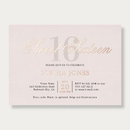 Invitación Con Relieve Metalizado Elegante dulce rosa de lujo 16