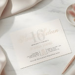 Invitación Con Relieve Metalizado Elegante dulce rosa de lujo 16<br><div class="desc">Celebra con estilo esta lujosa y elegante invitación Sweet 16. En la parte superior, el título "Dulce Dieciséis" está escrito en un guión elegante, sobreponiendo elegantemente el número 16 en un tipo de letra sérico alto y sofisticado. Este diseño exuda un sentido de opulencia y refinamiento, perfecto para marcar un...</div>