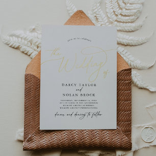 Invitación Con Relieve Metalizado Elegante encanto blanco Relieve metalizado dorado