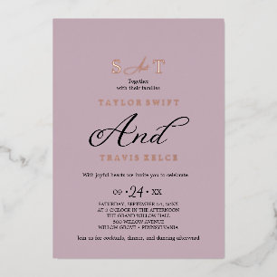 Invitación Con Relieve Metalizado Elegante Encanto Rosa y Pan de Oro Rosa Boda