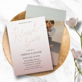 Invitación Con Relieve Metalizado Elegante ensayo Cena Rosa caligrafía de oro