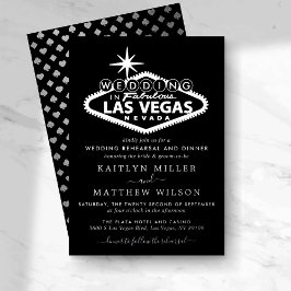 Invitación Con Relieve Metalizado Elegante ensayo de boda de destino de Las Vegas