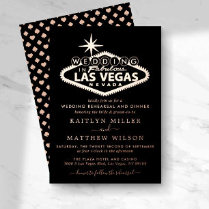 Invitación Con Relieve Metalizado Elegante ensayo de boda de destino en Las Vegas