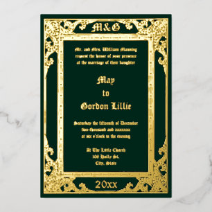 Invitación Con Relieve Metalizado Elegante época victoriana 1877