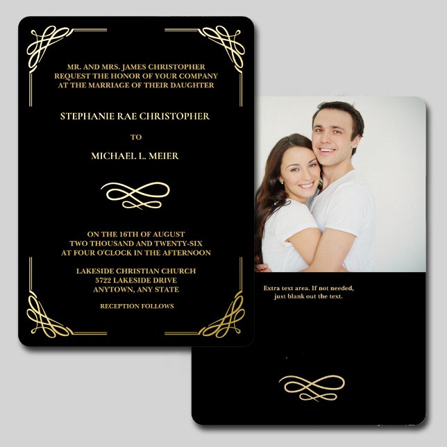 Invitación Con Relieve Metalizado Elegante Esquina Swirl Relieve metalizado Boda de  (Subido por el creador)