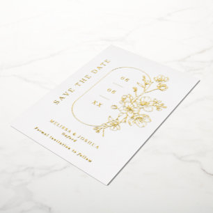 Invitación Con Relieve Metalizado Elegante estampado floral boda foto guardar la fec