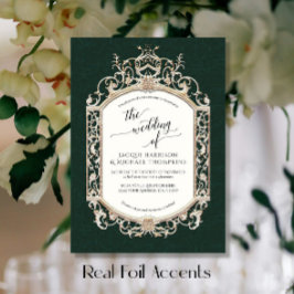 Invitación Con Relieve Metalizado Elegante estilo barroco vintage Despacho Bosque Ve