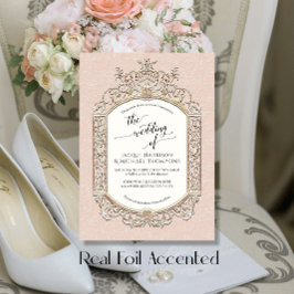 Invitación Con Relieve Metalizado Elegante estilo barroco vintage Despacho Rubor Oro